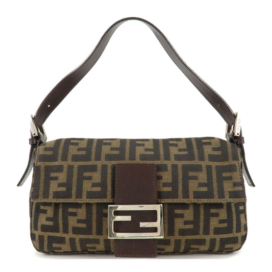 FENDI Zucca Mamma Buguette Canvas Shoulder Bag Brown Black 26424  d