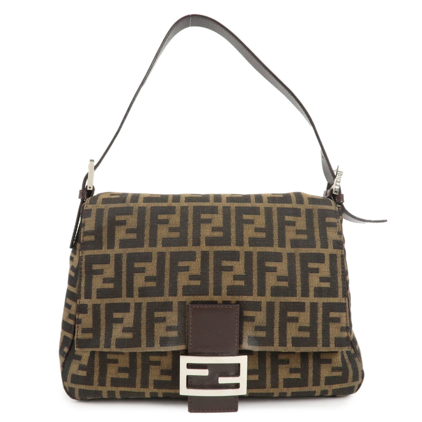 FENDI Mamma Baguette Zucca Canvas Leather Shoulder Bag 26325  d