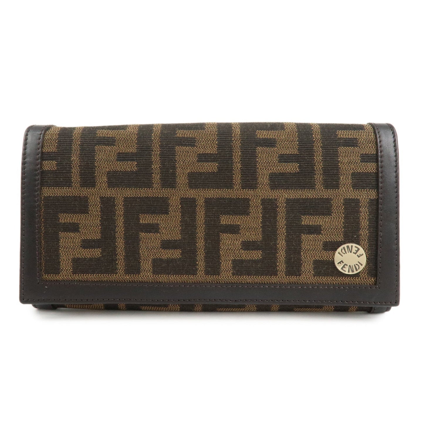 FENDI Zucca Canvas Leather Long Wallet Brown 8M0000  d