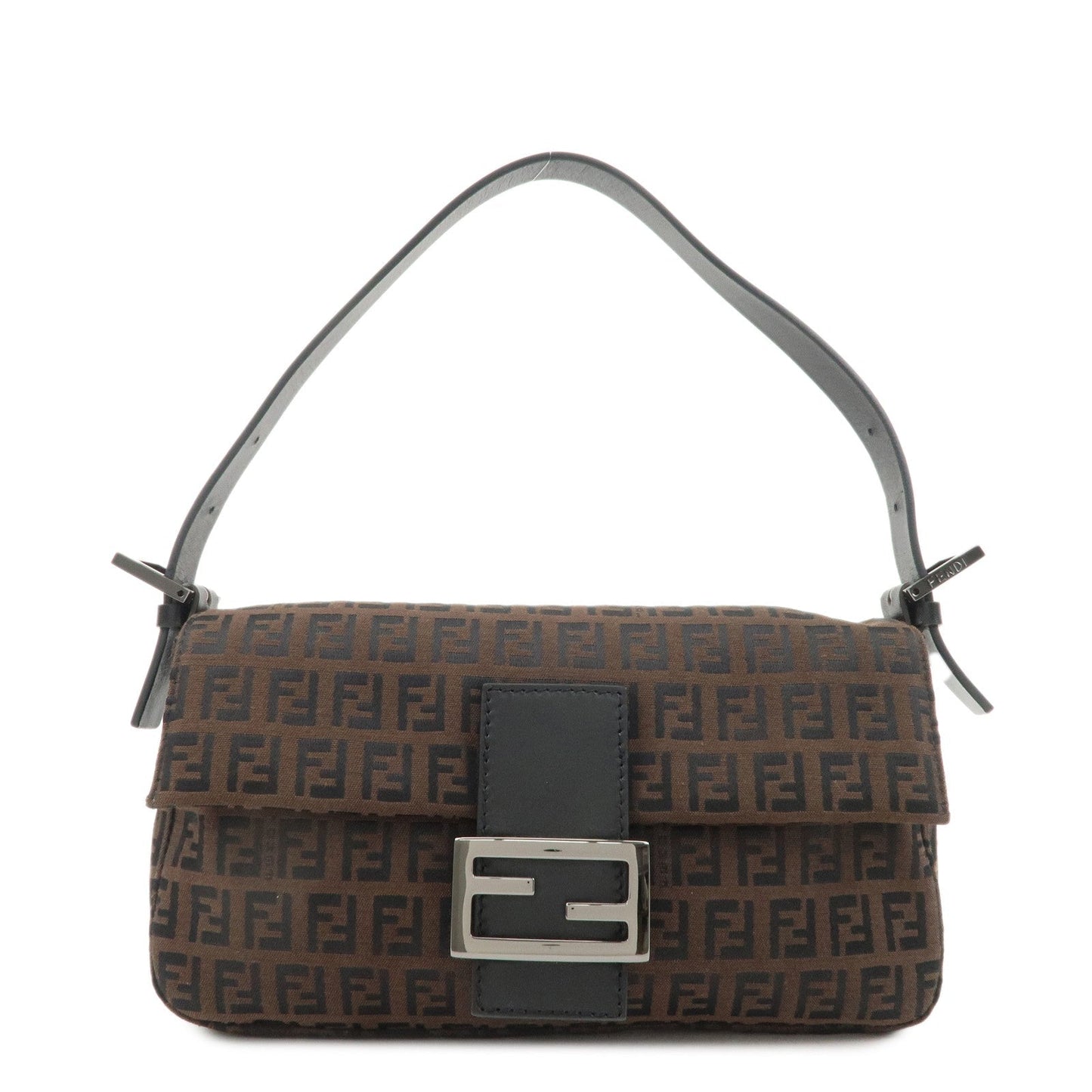 FENDI Mamma Baguette Zucchino Leather Shoulder Bag Brown 8BR000  d
