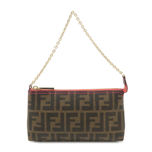FENDI Zucca Print PVC Accessory Pouch Bag Brown Black Pink 8BR592