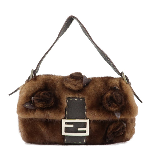 FENDI Mamma Baguette Selleria Mink Leather Shoulder Bag 8BR101  d
