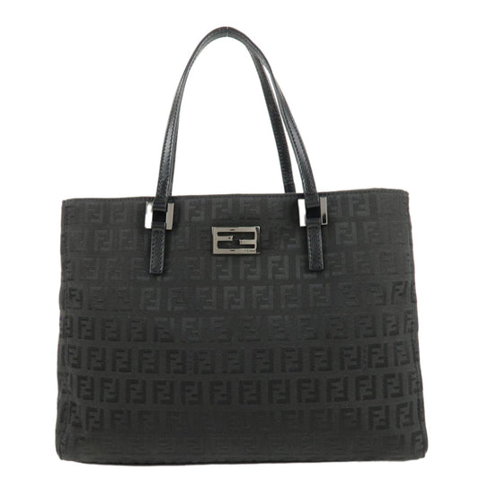 FENDI Zucchino Canvas Leather Tote Bag Hand Bag Black 8BH132  d
