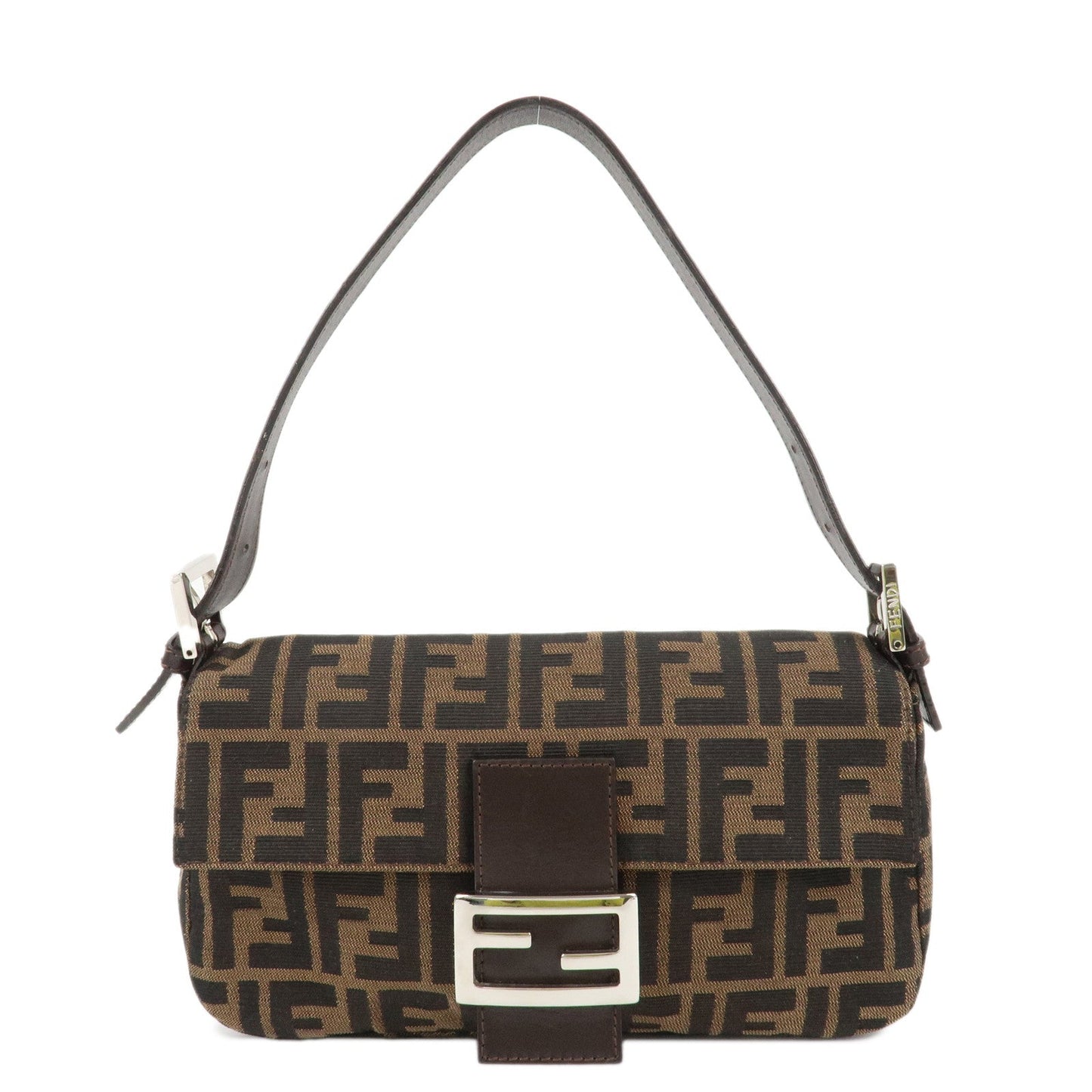 FENDI Mamma Baguette Zucca Canvas Shoulder Bag Brown Black 26424  d