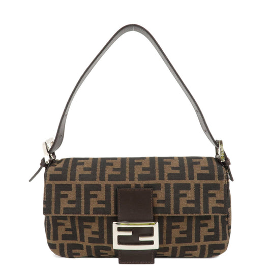 FENDI Mamma Baguette Zucca Canvas Shoulder Bag Brown Black 26424  d