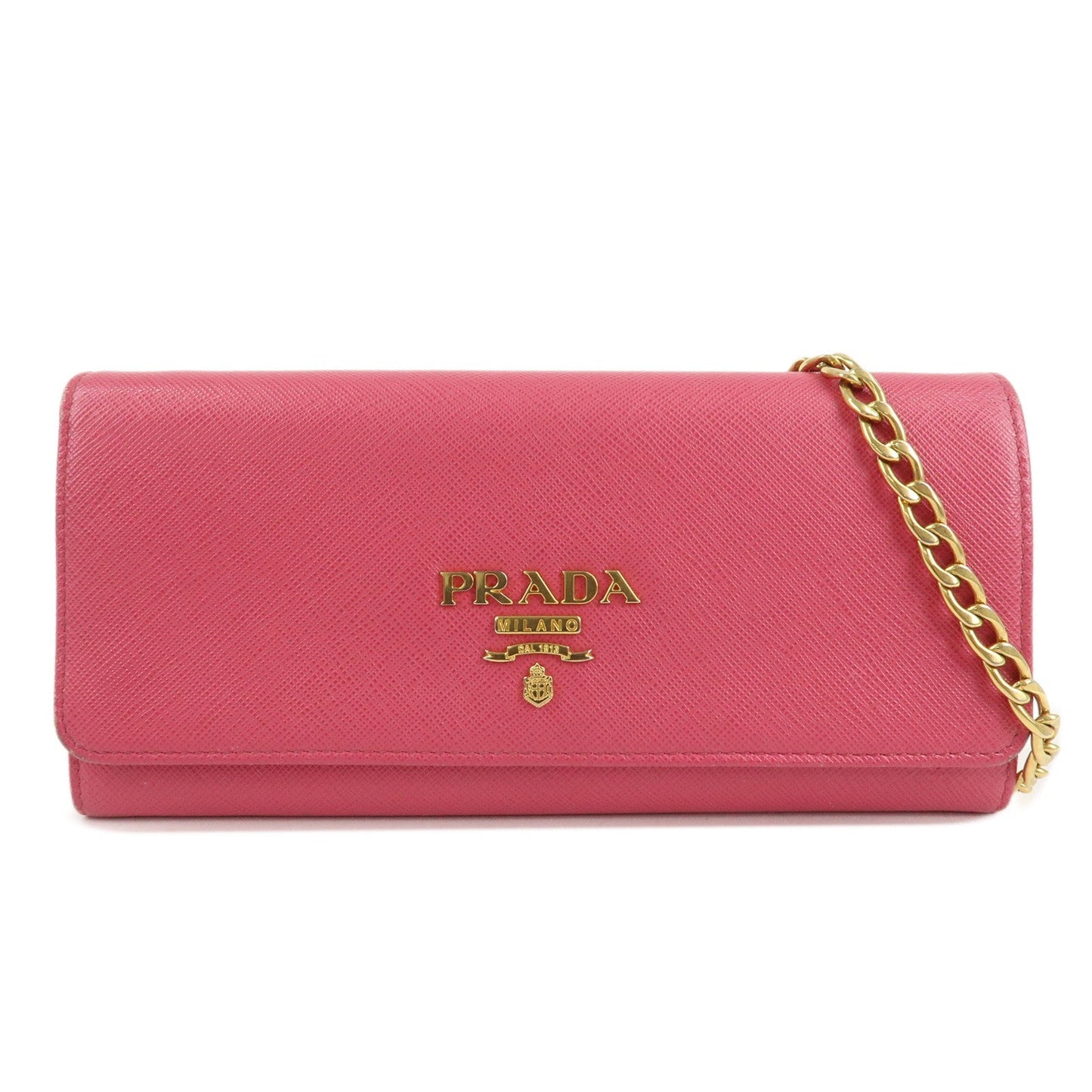 PRADA Saffiano Metal Chain Wallet Shoulder Bag Pink 1DH002  d