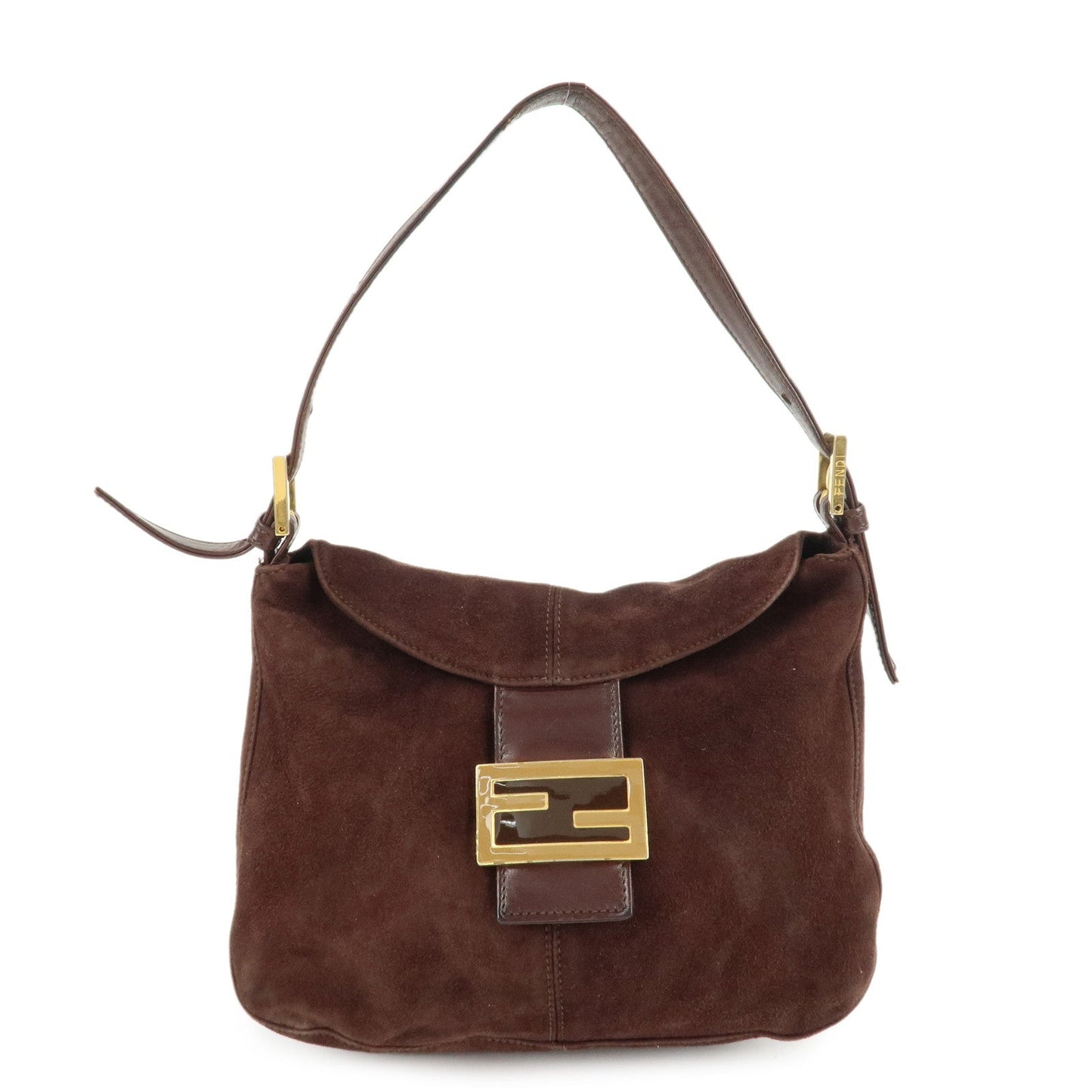 FENDI Suede Leather Shoulder Bag Hand Bag Brown 26426  d