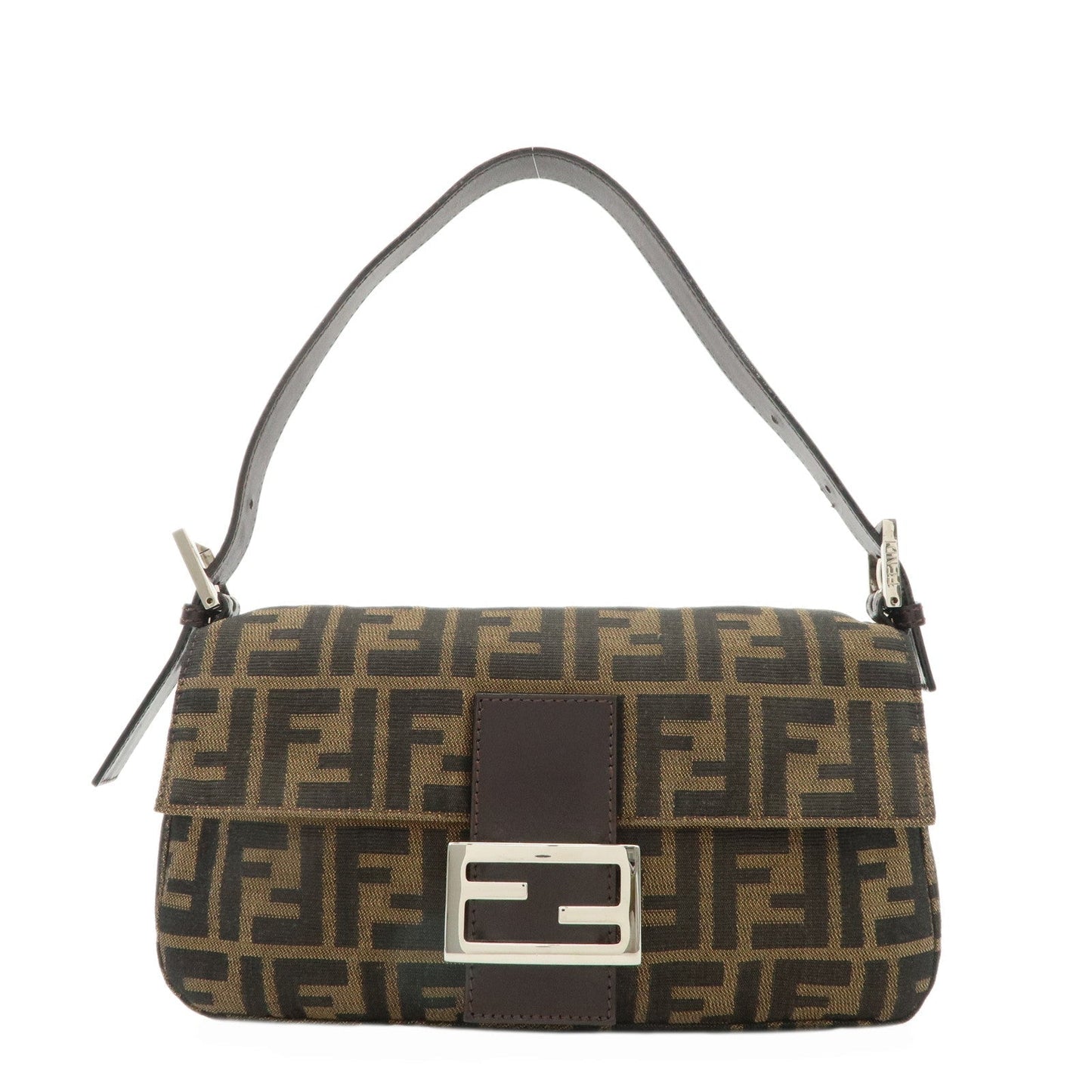 FENDI Mamma Baguette Canvas Shoulder Bag Hand Bag Brown 26424  d