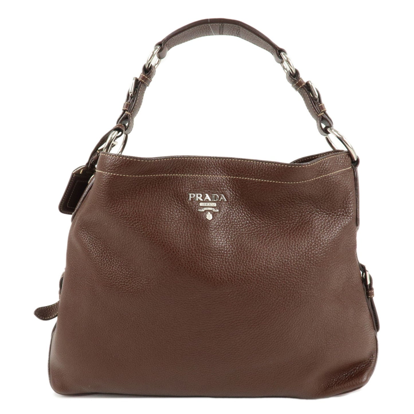 PRADA Leather Shoulder Bag Brown BR3408  d