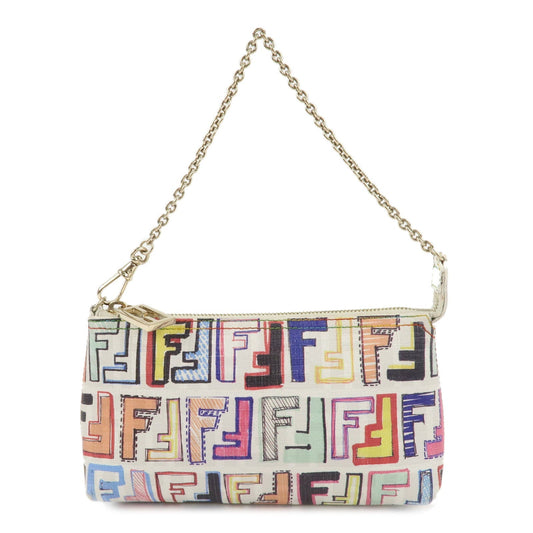FENDI Zucca PVC Accessory Chain Pouch Multi Color Ivory 8BR592  d