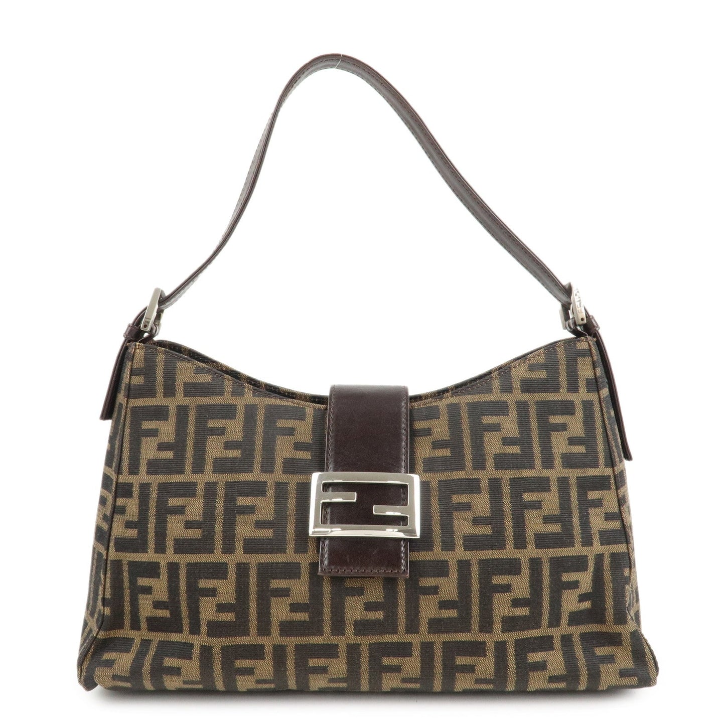FENDI Zucca Canvas Leather Shoulder Bag Brown Black 9161150001  d