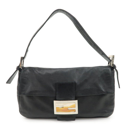 FENDI  Mamma Baguette Leather Shoulder Bag Hand Bag Black 26424  d
