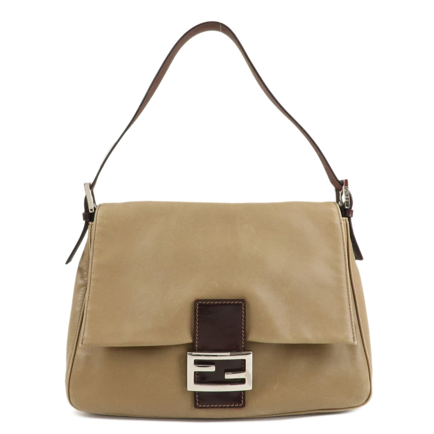 FENDI Mamma Baguette Leather Shoulder Bag Hand Bag Beige  d