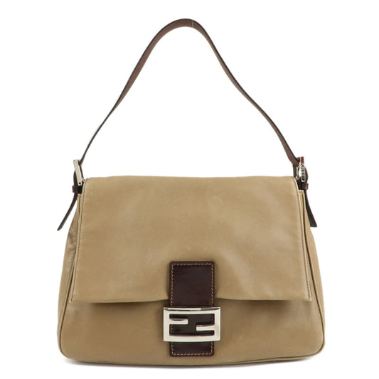FENDI Mamma Baguette Leather Shoulder Bag Hand Bag Beige  d
