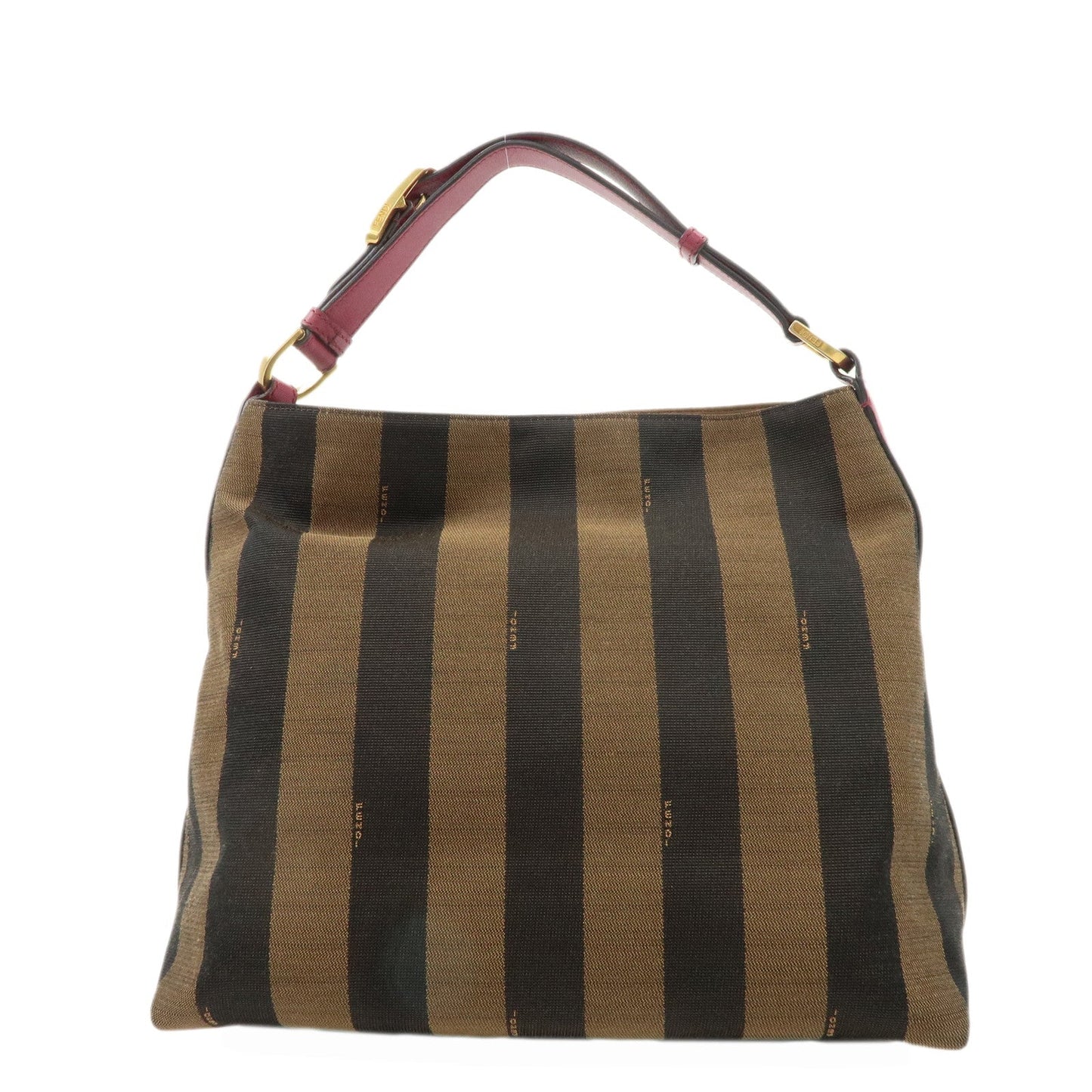 FENDI Pequin Canvas Leather Shoulder Bag Black Brown Pink 8BR669  d