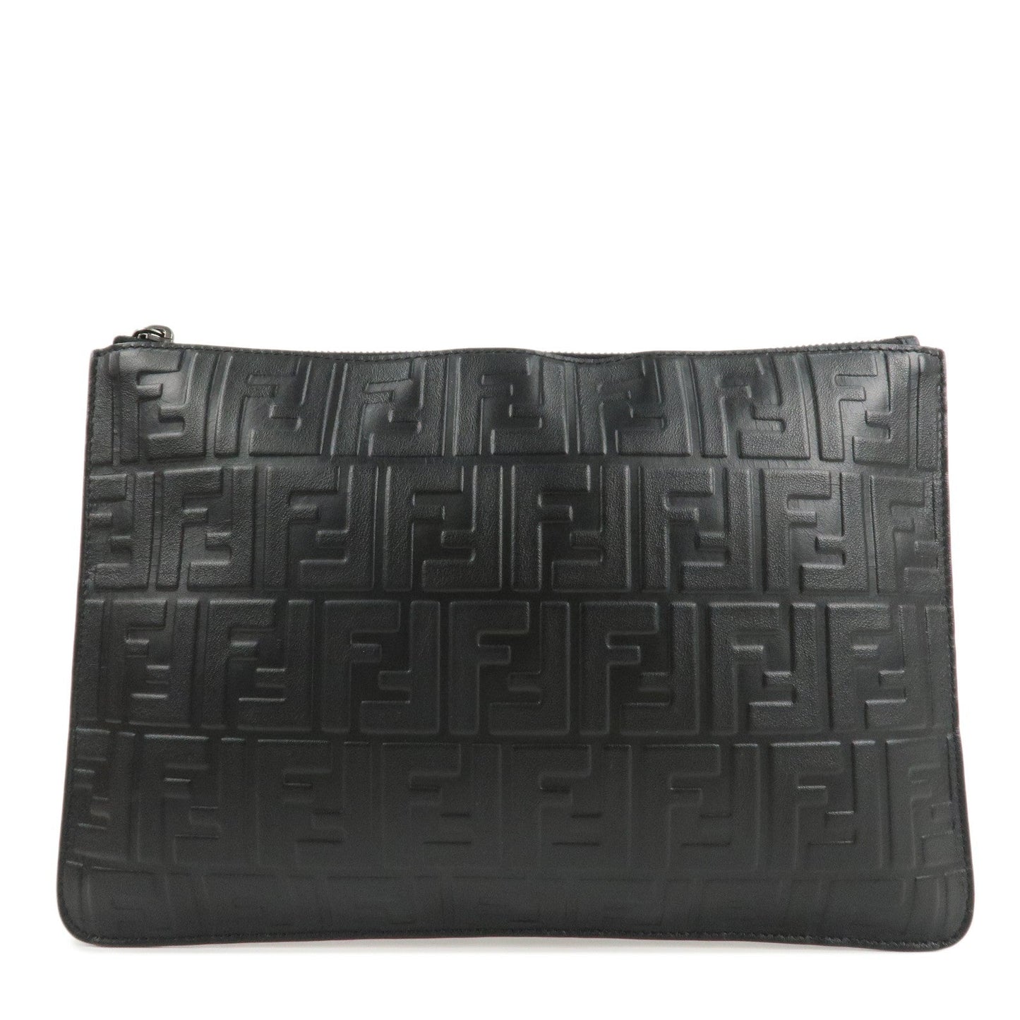 FENDI Zucca Leather Clutch Bag Hand Bag  Black 7N0078  d