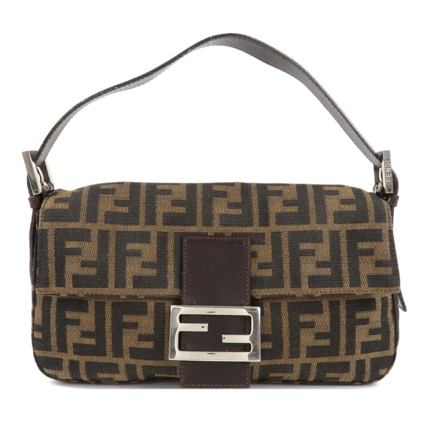 FENDI Mamma Baguette Zucca Canvas Shoulder Bag Brown Black 26424  d