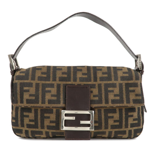 FENDI Mamma Baguette Zucca Canvas Shoulder Bag Brown Black 26424  d