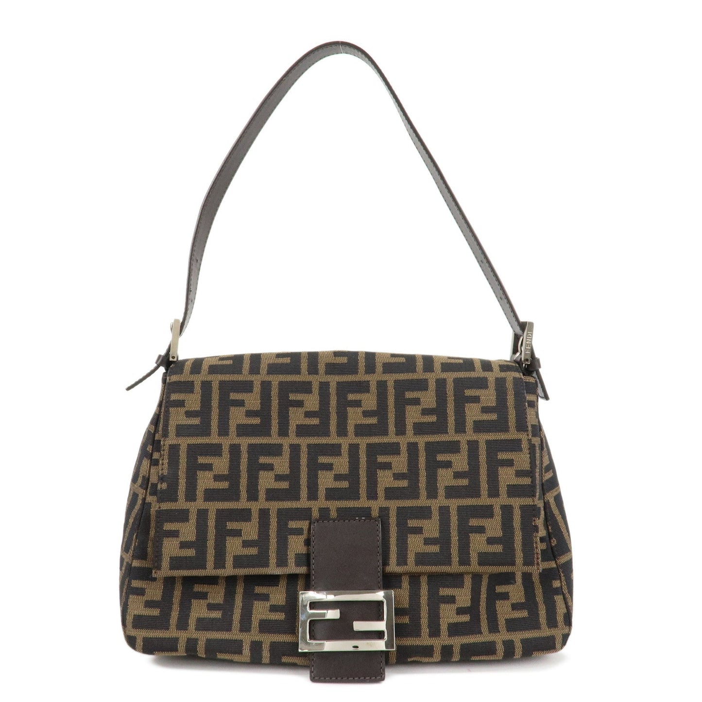 FENDI Mamma Baguette Zucca Canvas Leather Shoulder Bag 26325  d