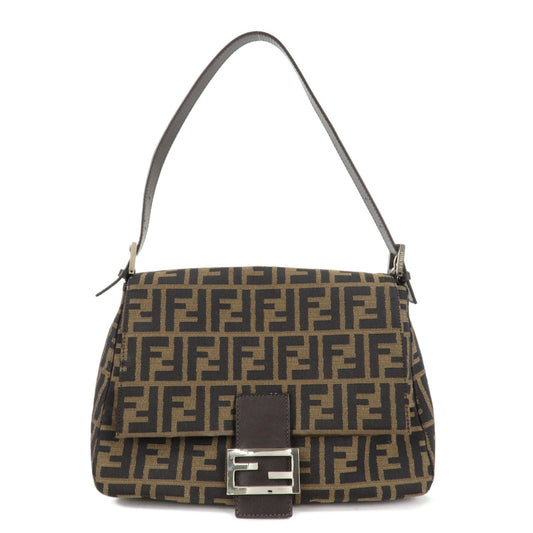 FENDI Mamma Baguette Zucca Canvas Leather Shoulder Bag 26325  d