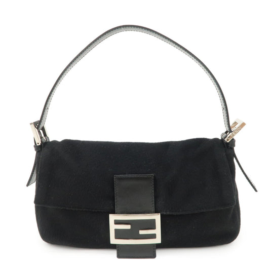 FENDI Mamma Baguette Cashmere Leather Shoulder Bag  Black 26424  d