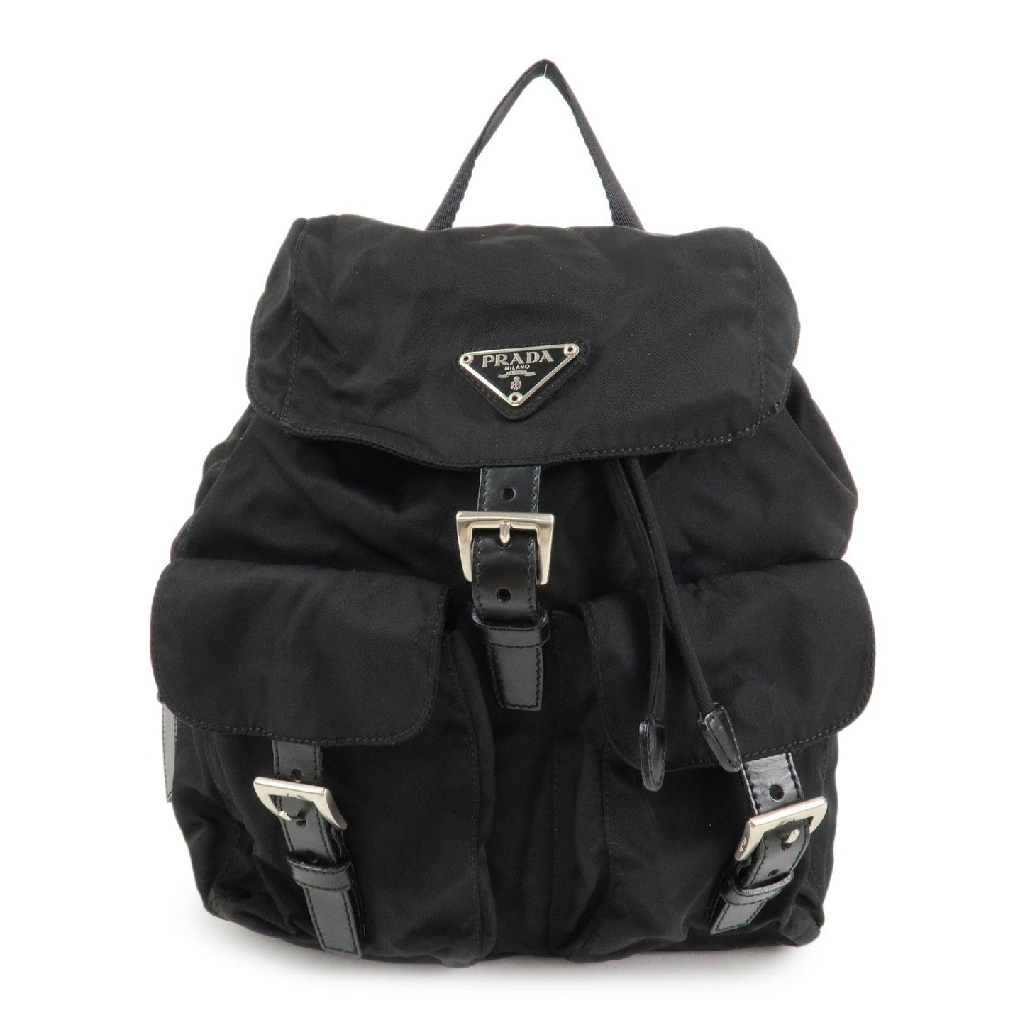 PRADA Triangle Logo Nylon Leather Back Pack Black B5885  d