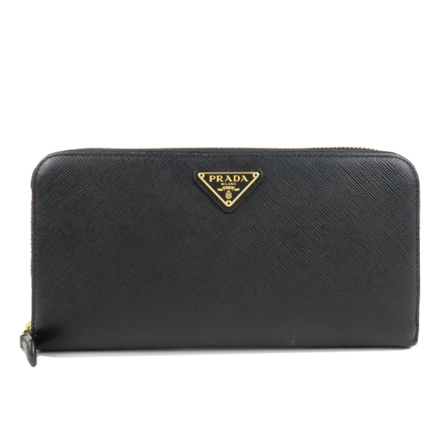 PRADA Saffiano Leather Round Zipper Long Wallet Black 1M0506  d