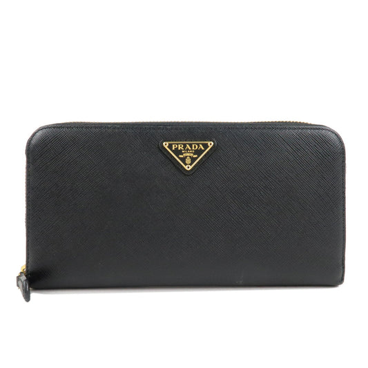 PRADA Saffiano Leather Round Zipper Long Wallet Black 1M0506  d