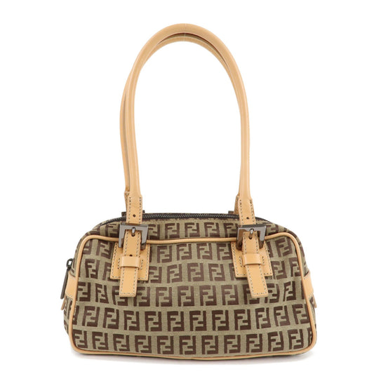 FENDI Zucchino Canvas Leather Small Boston Hand Bag Brown 8BN004  d