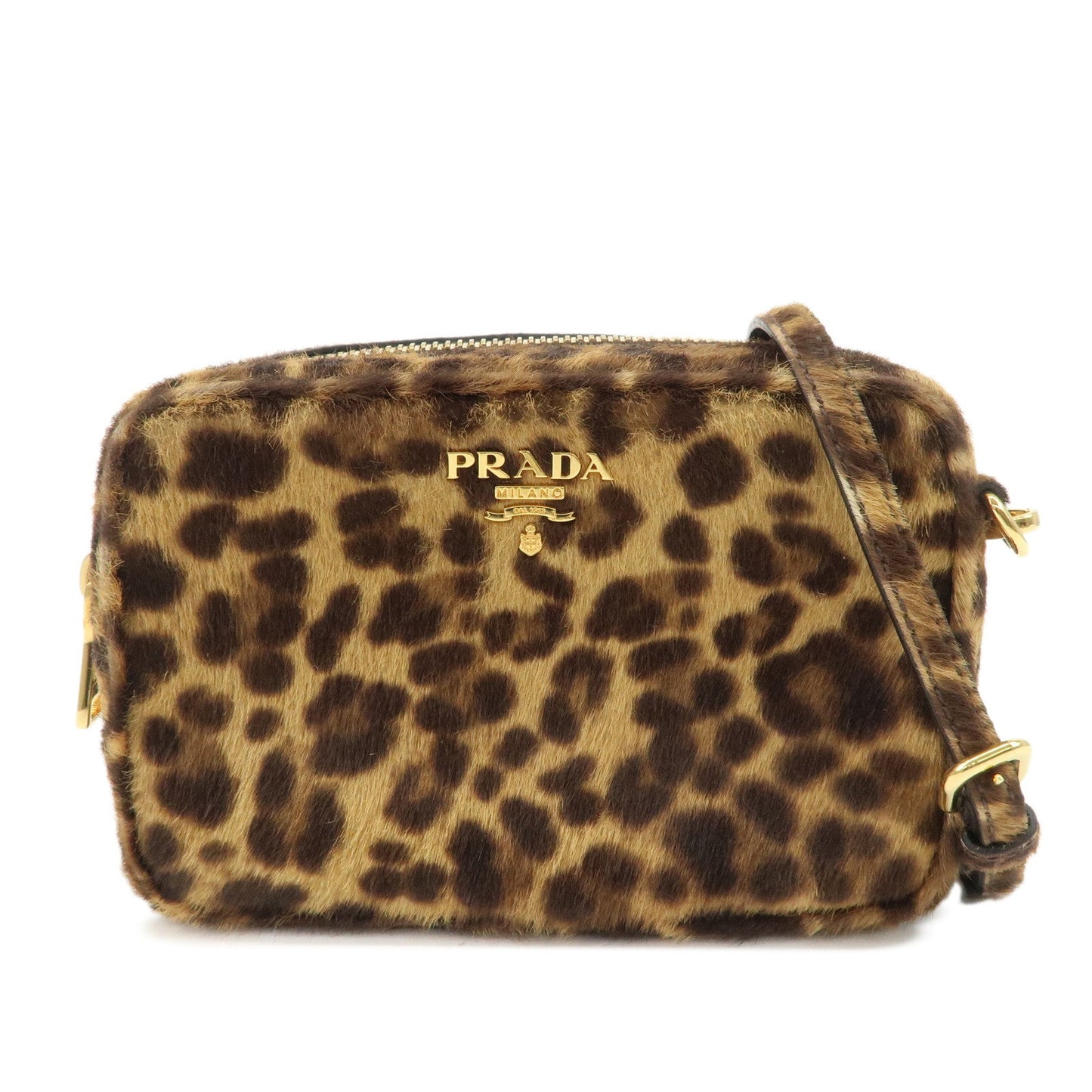 PRADA Logo Unborn Calf Shoulder Bag Pouch Brown 1NF674  d