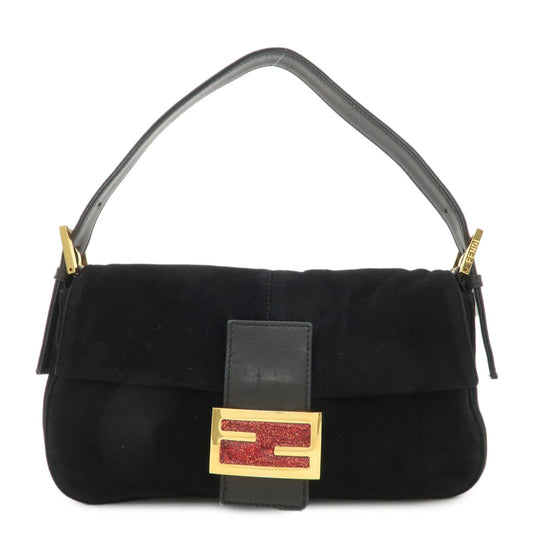FENDI Mamma Bucket Suede Leather Shoulder Bag Black 26424  d