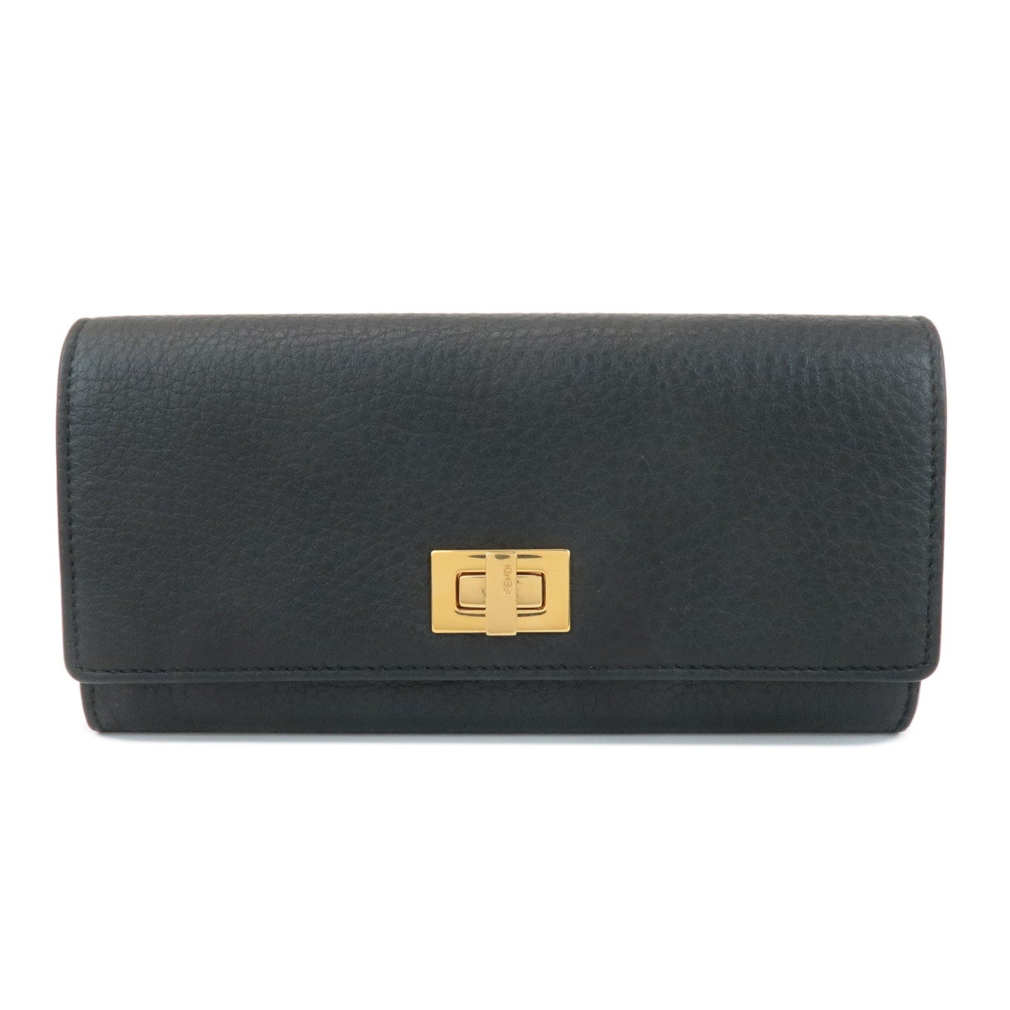 FENDI Leather Peekaboo Bi-fold Long Wallet Black 8M0427  d