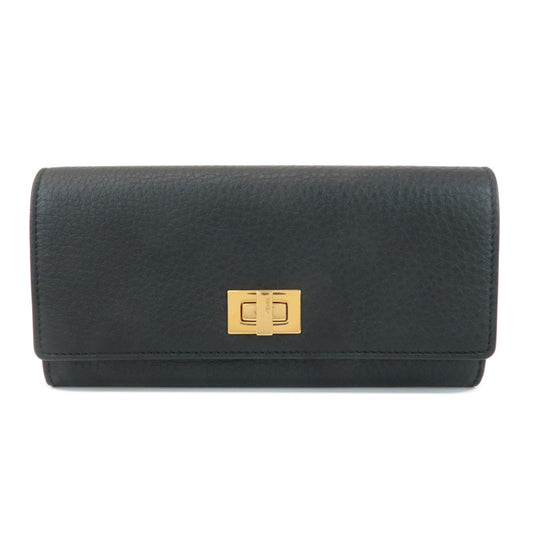 FENDI Leather Peekaboo Bi-fold Long Wallet Black 8M0427  d