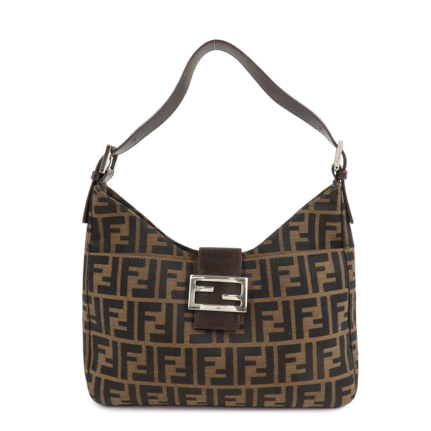 FENDI Zucca Canvas Leather Shoulder Bag Brown 26569  d