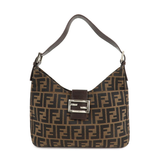 FENDI Zucca Canvas Leather Shoulder Bag Brown 26569  d