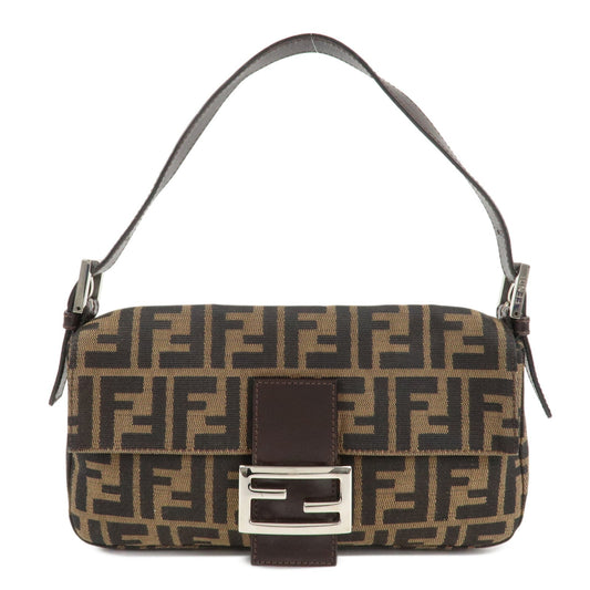 FENDI Mamma Baguette Zucca Canvas Shoulder Bag Brown Black 26424  d