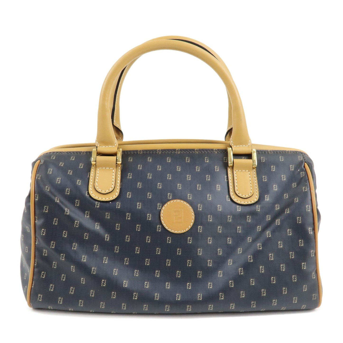 FENDI PVC Leather 2Way Bag Hand Bag Navy Brown  d
