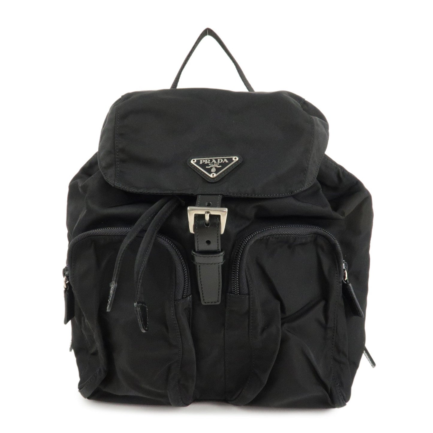 PRADA Triangle Logo Nylon Leather Back Pack Black B5885  d