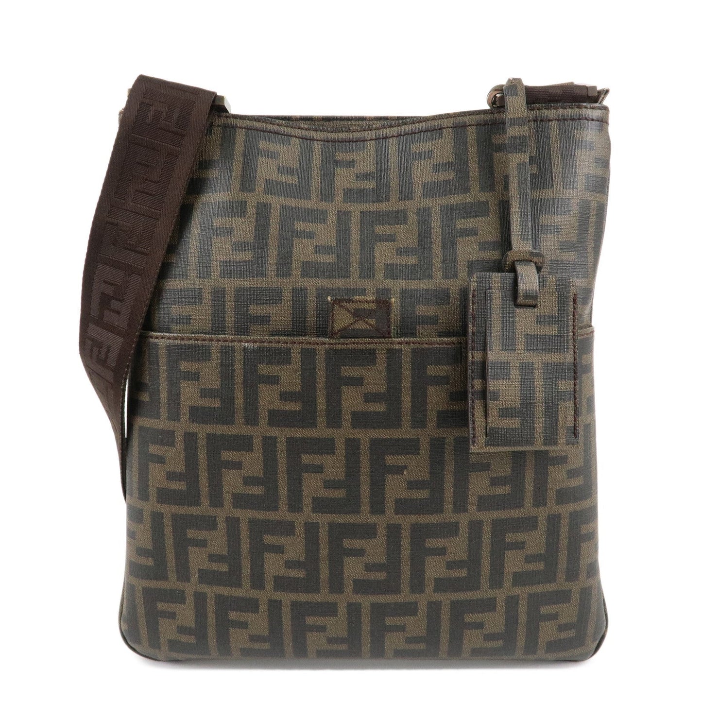 FENDI Zucca Print PVC Shoulder Bag Khaki Black 7VA207  d