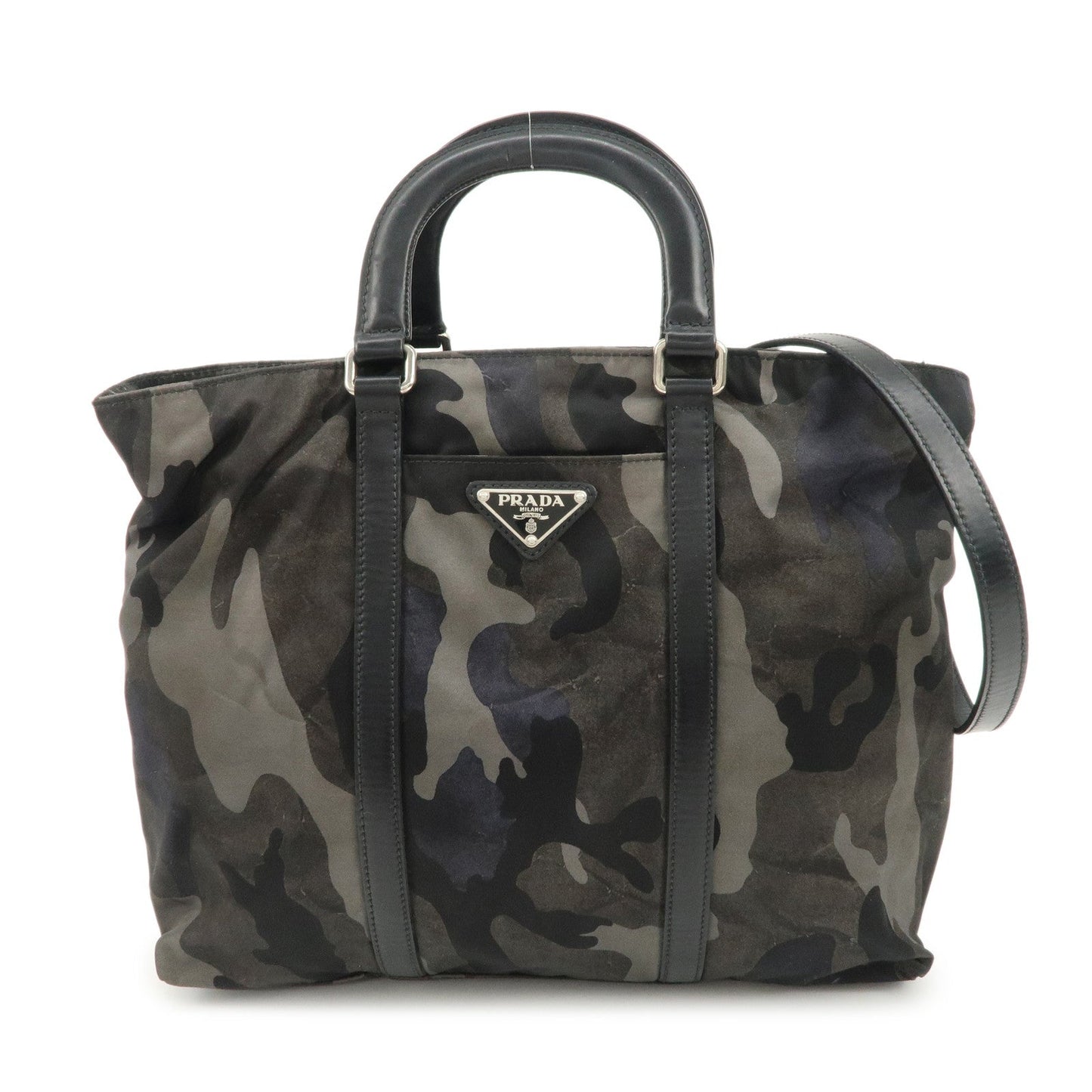 PRADA Nylon Leather 2Way Hand Bag Camouflage Khaki Black BN2791  d