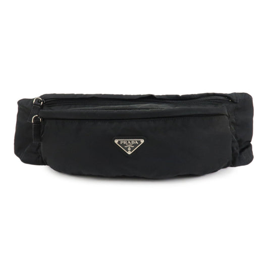 PRADA Nylon Triangle Logo Waist Bag Black Silver HDW  d