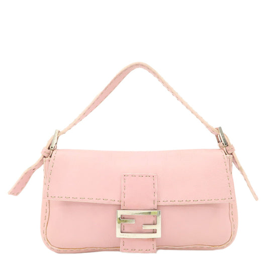 FENDI Selleria Mamma Baguette Leather Shoulder Bag Pink 8BR101  d