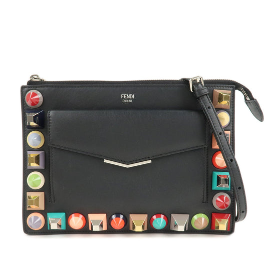 FENDI Leather Toujours Multi-Studs Shoulder Bag Black 8M0369  d