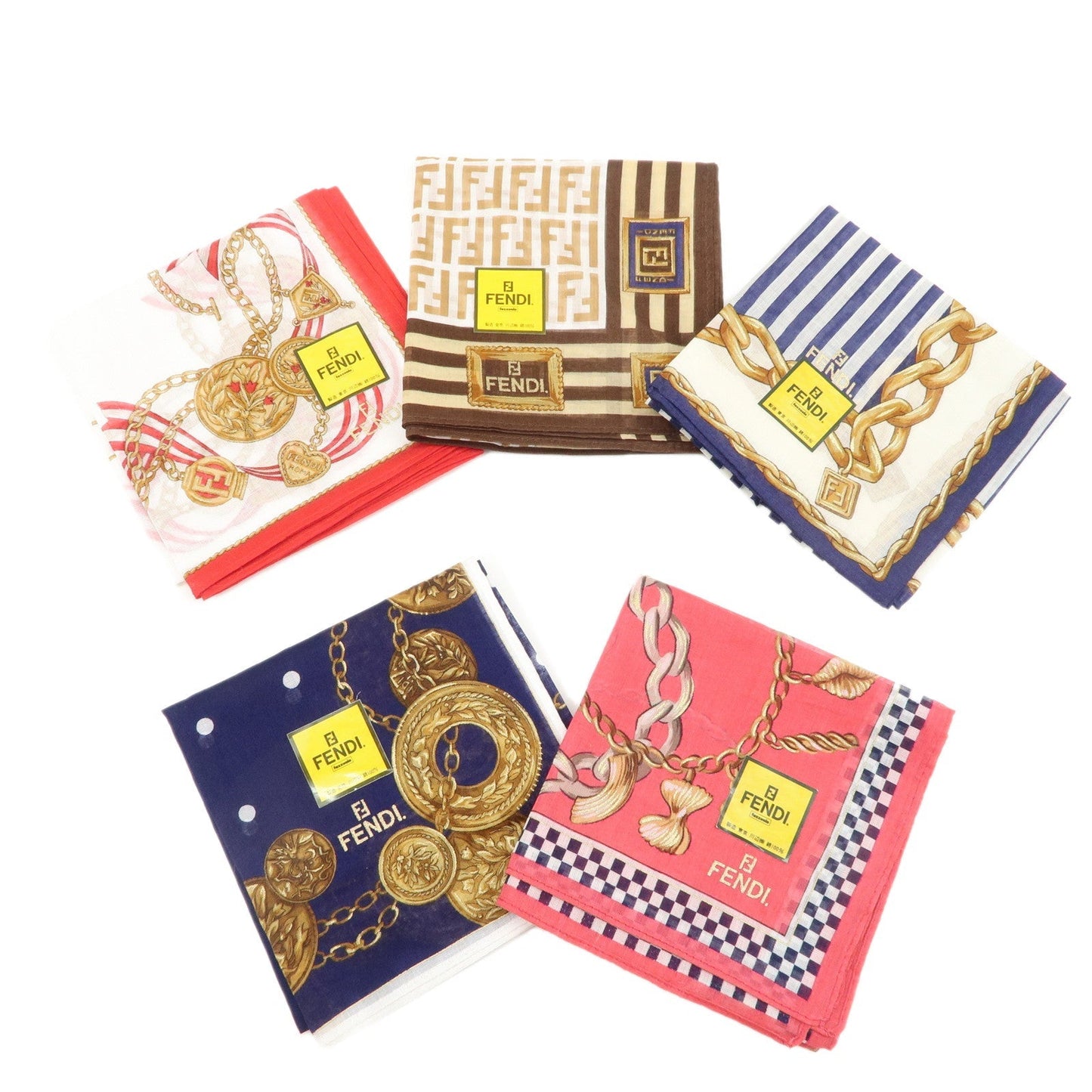 FENDI Set of 5 Cotton 100% Handkerchief Scarf  d