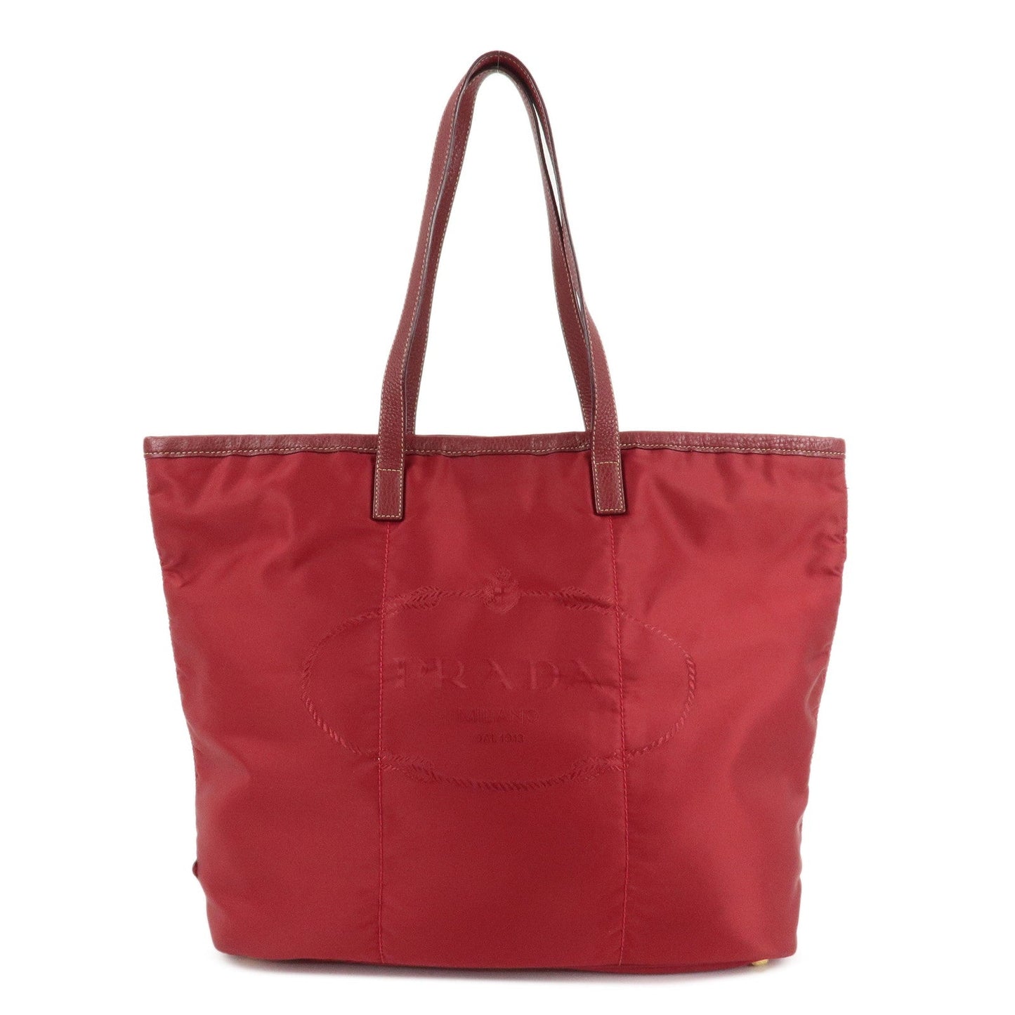 PRADA Logo Nylon Leather Tote Bag Shoulder Bag Dark Red BR4634  d