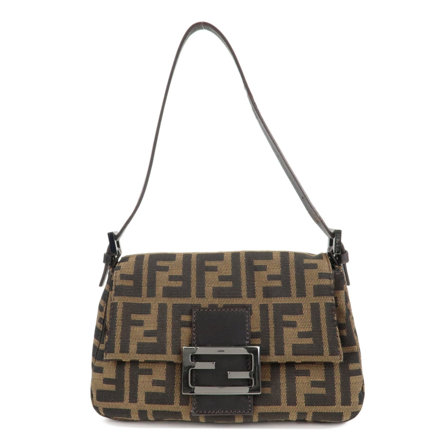 FENDI Mini Mamma Baguette Zucca Shoulder Bag Black Brown 8BR180  d