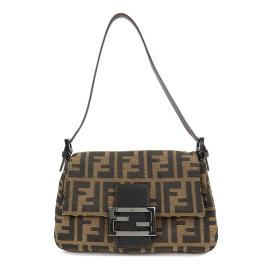 FENDI Mini Mamma Baguette Zucca Shoulder Bag Black Brown 8BR180  d