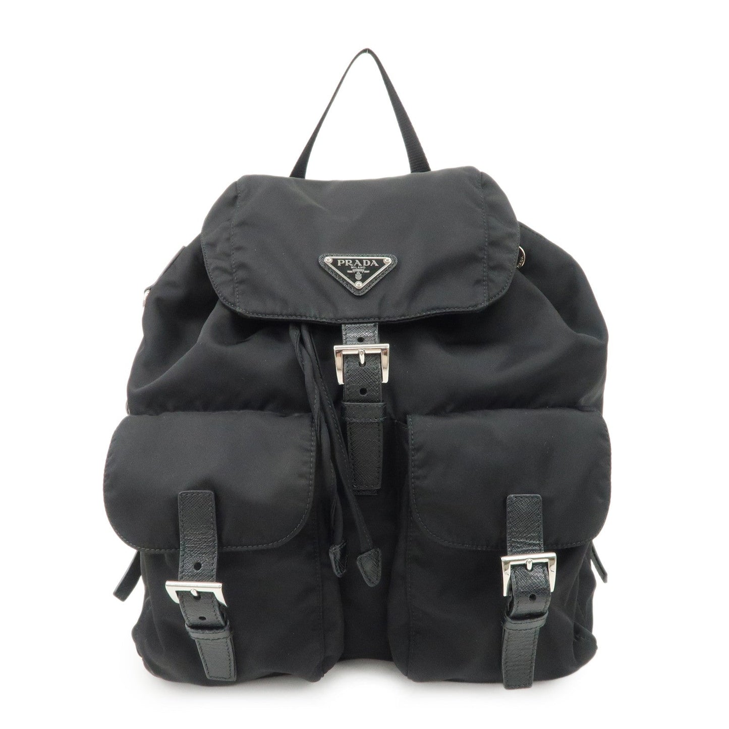 PRADA Re-Nylon Triangle Logo Nylon Leather Back Pack NERO 1BZ811  d