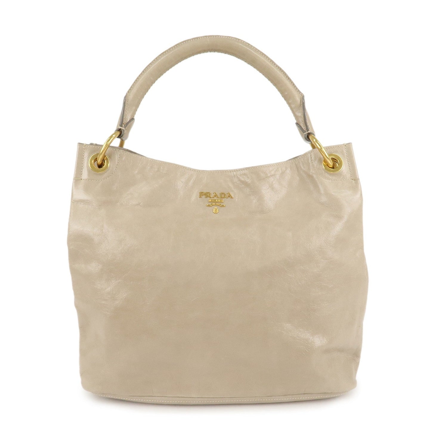 PRADA Leatehr Shoulder Bag Hand Bag Beige  d