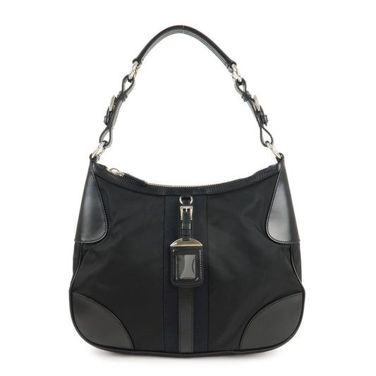 PRADA Nylon Leather Shoulder Bag Black BR2604  d
